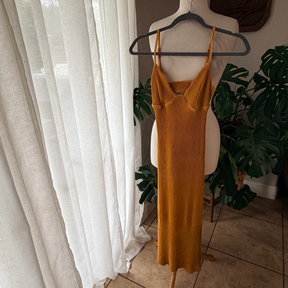 Hello Molly Mustard Corduroy Midi Dress | Adjustable Straps | NWT XXS